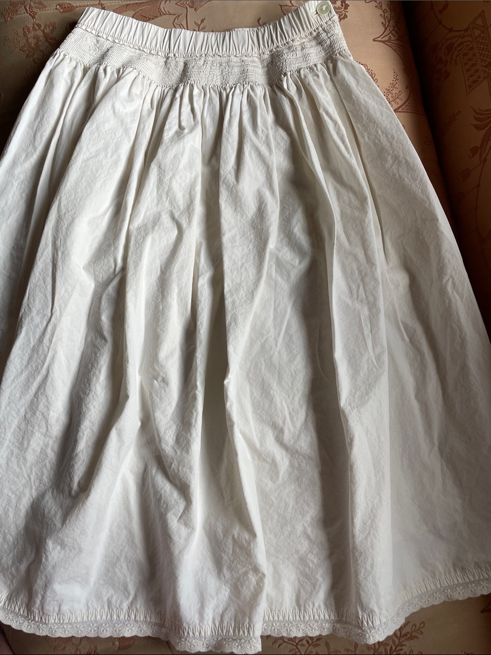 Vintage Cotton Cream Midi Skirt 🌸minor flaw